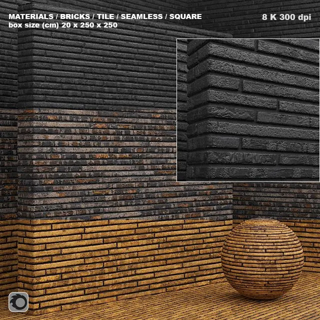Material (seamless) – brick, tile set 2 
