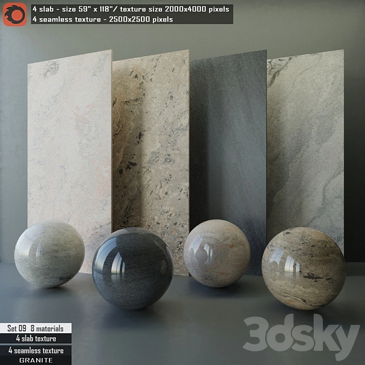 Granite slab & Seamless texture Set 09 