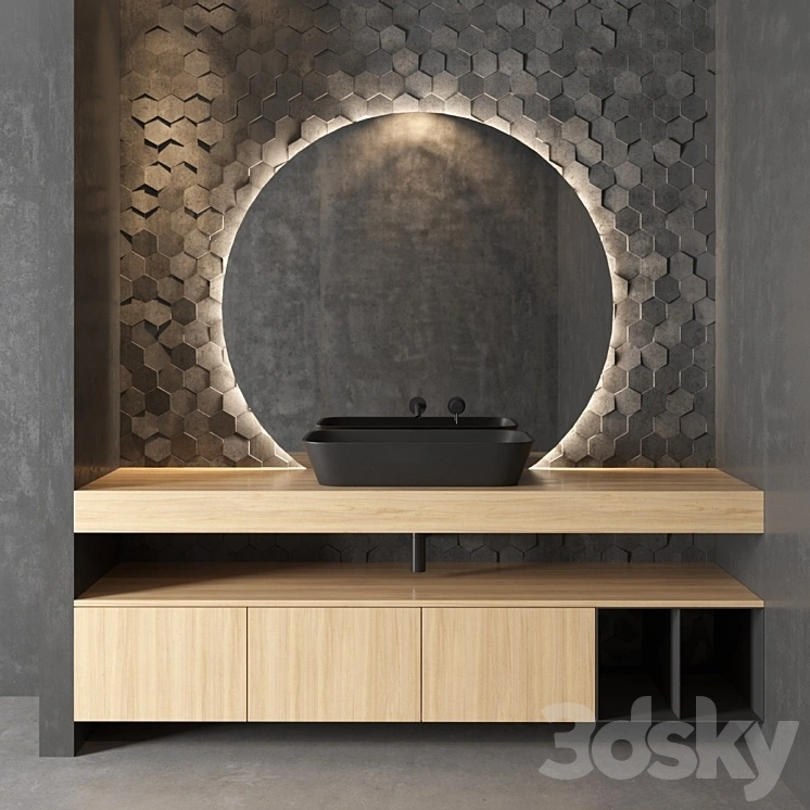 Cerasa NEROLAB | Wood veneer vanity unit 