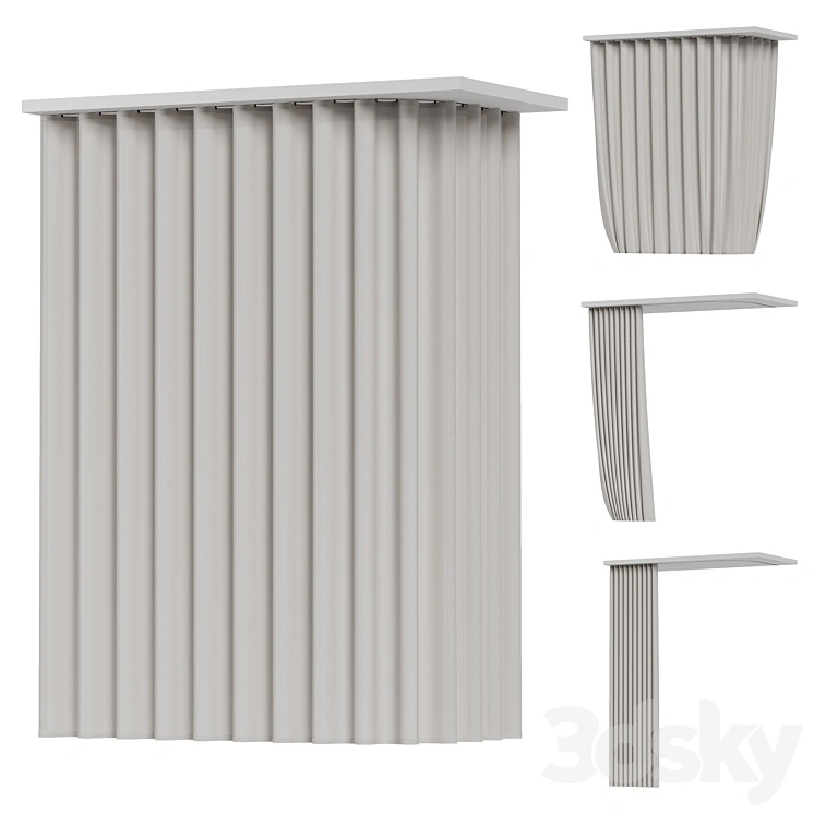 Fabric curtain for a corner bathroom with fastening to the ceiling 