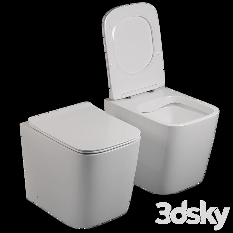 ABBER Rechteck AC1211 wall-mounted toilet, white, rimless 