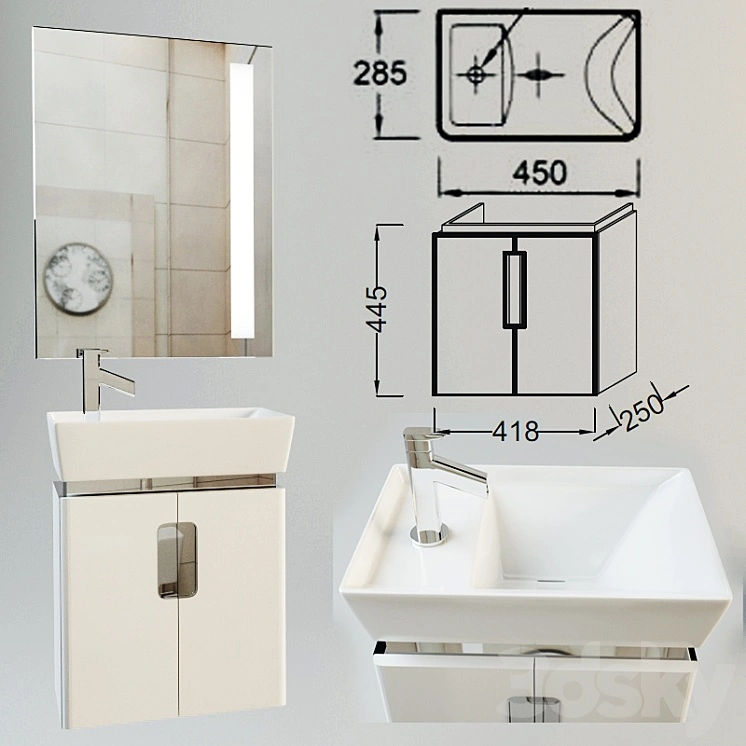 Jacob Delafon Reve 45 white 2 door 