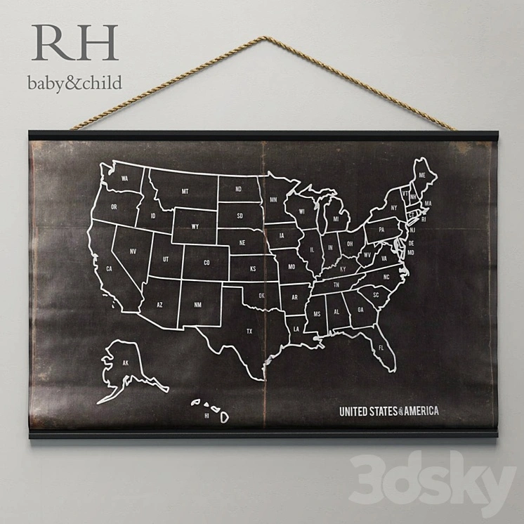 RH / USA CHALKBOARD MAP 
