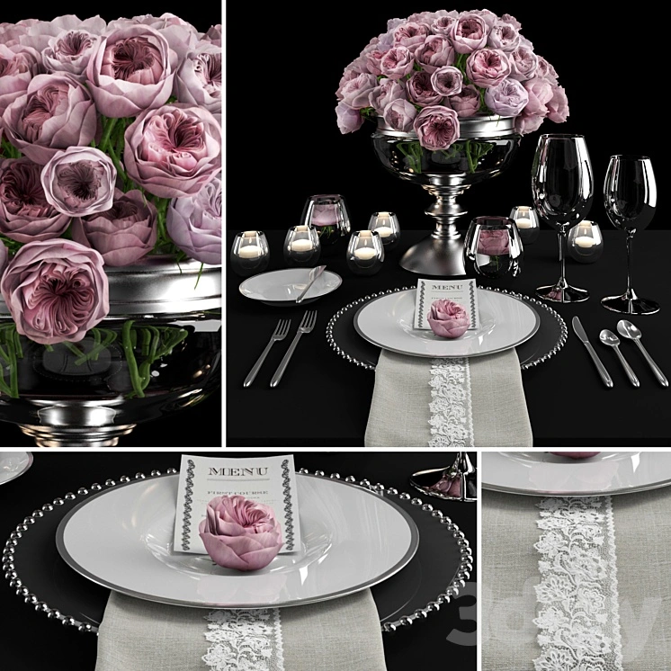 Serving with roses / Table setting with roses 