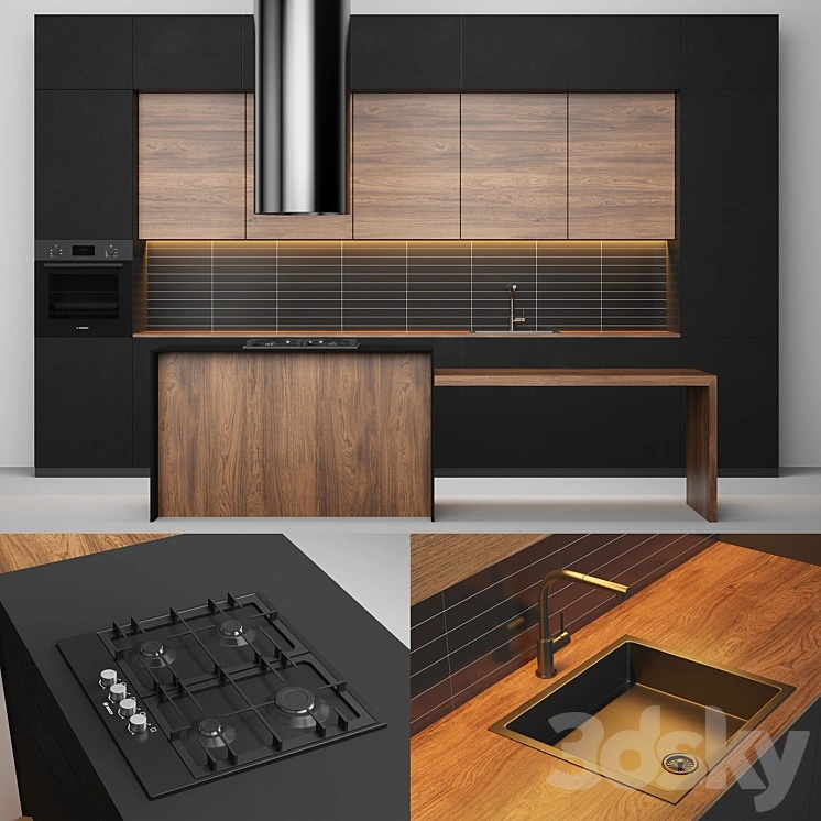 Modern black kitchen 