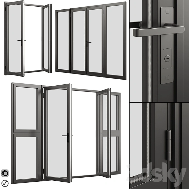 A set of metal windows and doors. 