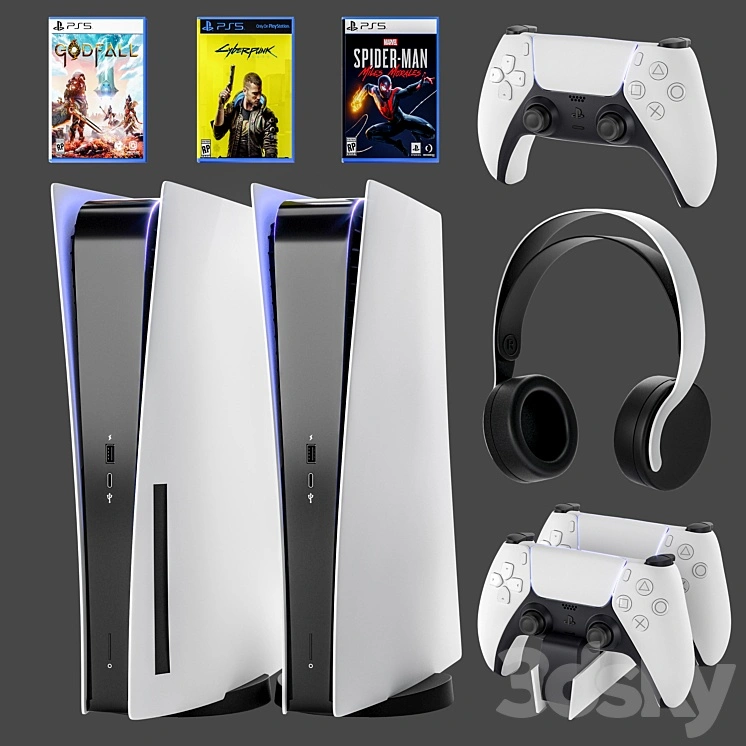 Game console with headphones PS5 Sony PlayStation 5 