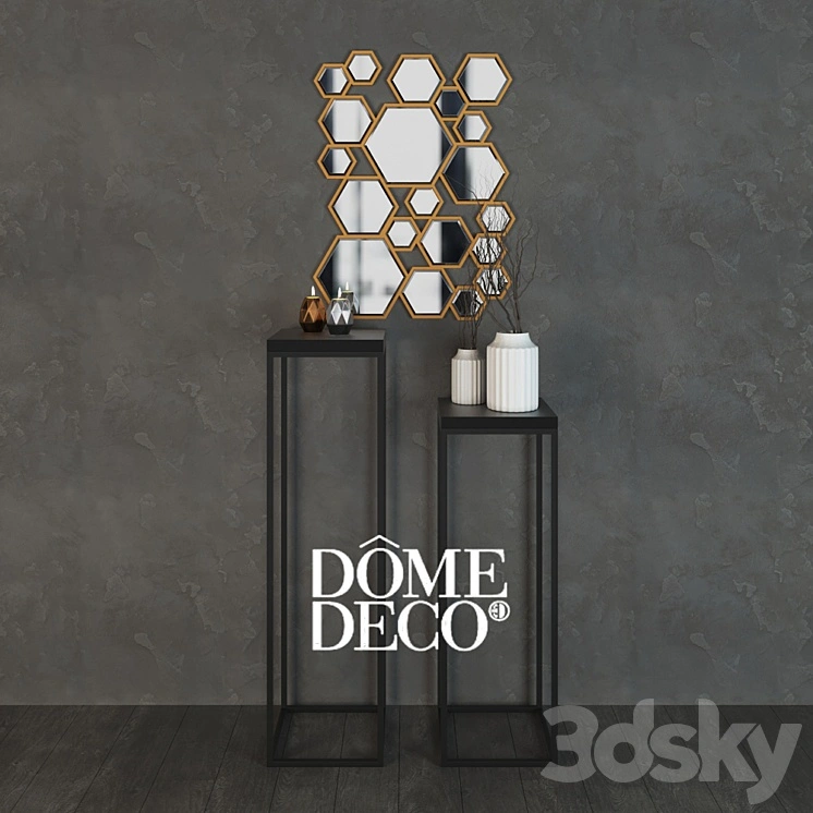 Dome Deco decor set with vases, consoles, mirror 