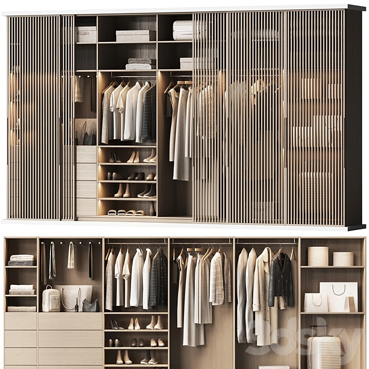 Basic wardrobe made of cabinet furniture with doors 