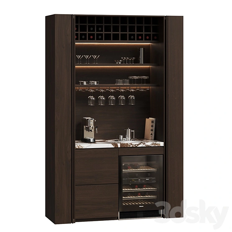 Hidden Cabinet Coffee Bar Station 