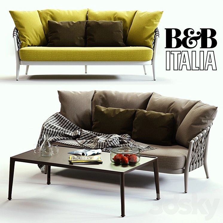 B & B Italia ERICA Grey & Yellow Sofa 