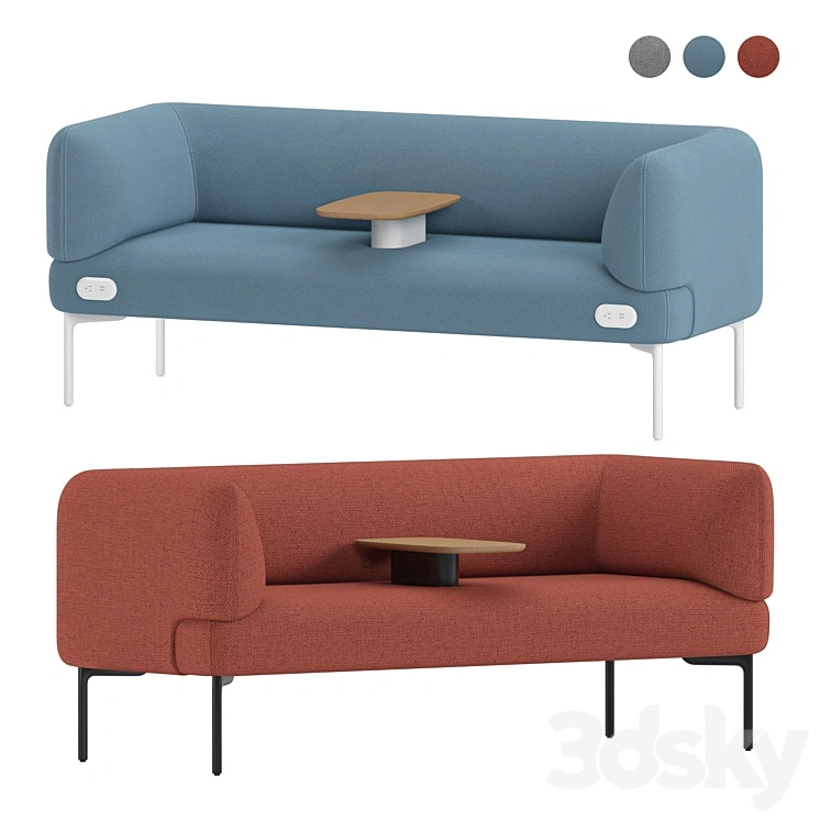Haworth Cabana Sofa S9C2-0 With Integrated Table 