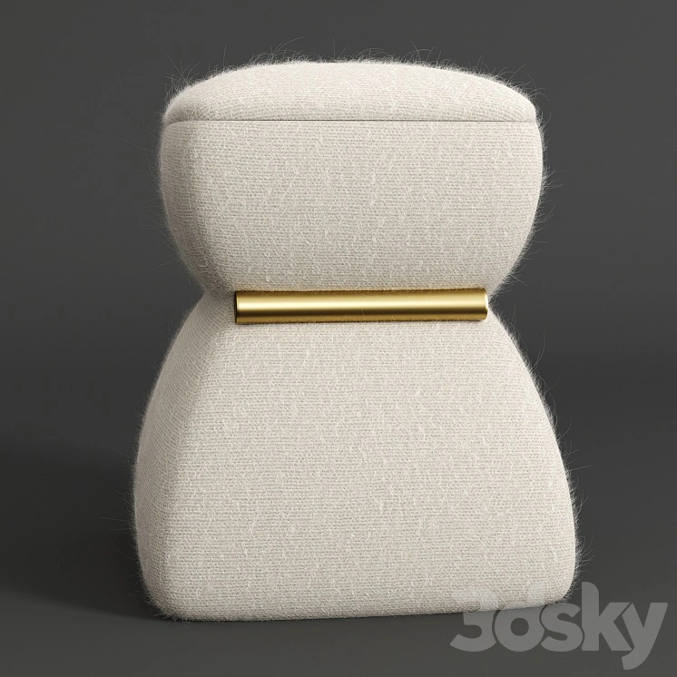 Cusi Modern Pouf in White Mohair 