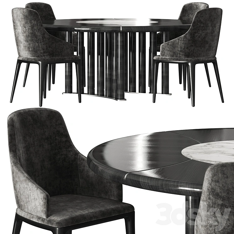 Opera Contemporary Oliver Round Table and Hilary Armchair Set 