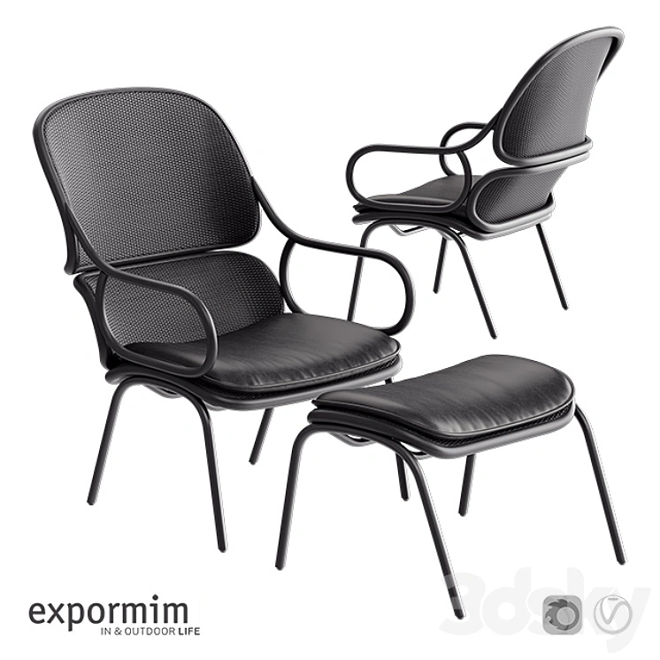 Expormim Frames Armchair with footstool 