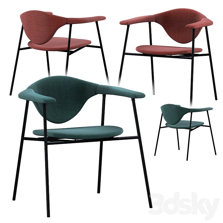 GUBI Masculo Chair with steel and base 4 legs 