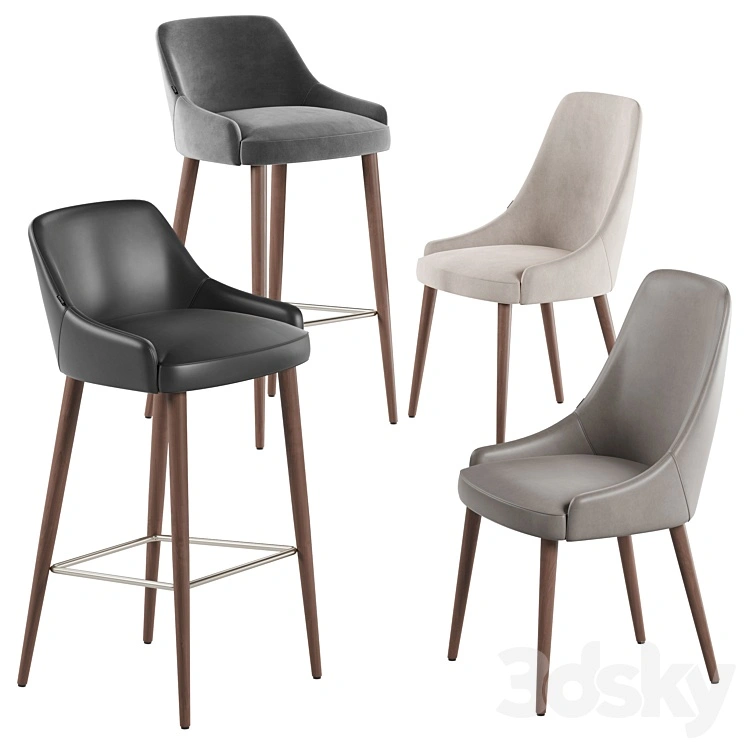 Luxdeco Torre Adima side chair and barstool 