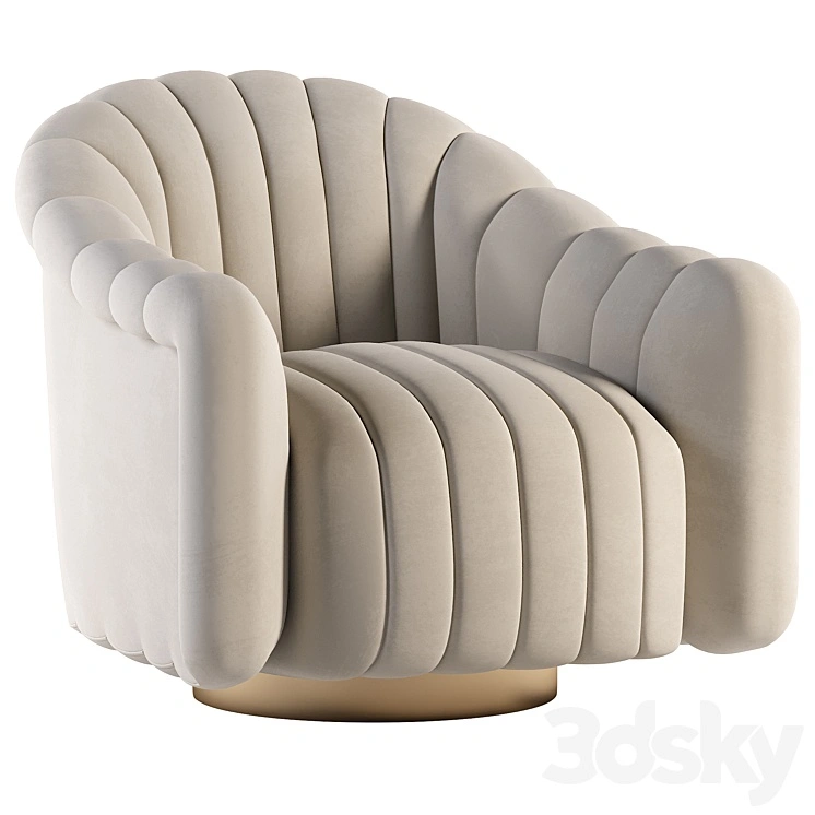 Gray Velvet Swivel Chair 