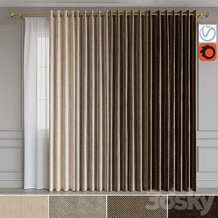 A set of curtains on the rings 15. Beige range 