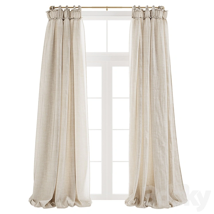 Balloon Drapery Linen Light Natural Curtains 