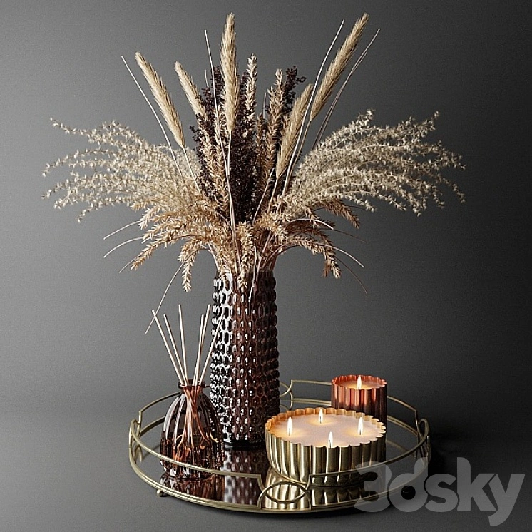 Dry bouquet in the decorative vase | Bouquet of dried flowers in a decorative vase 