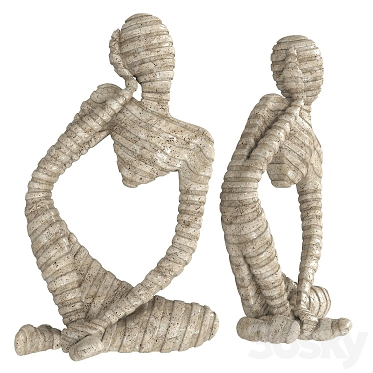 Ethnic statuette of a woman from travertine 
