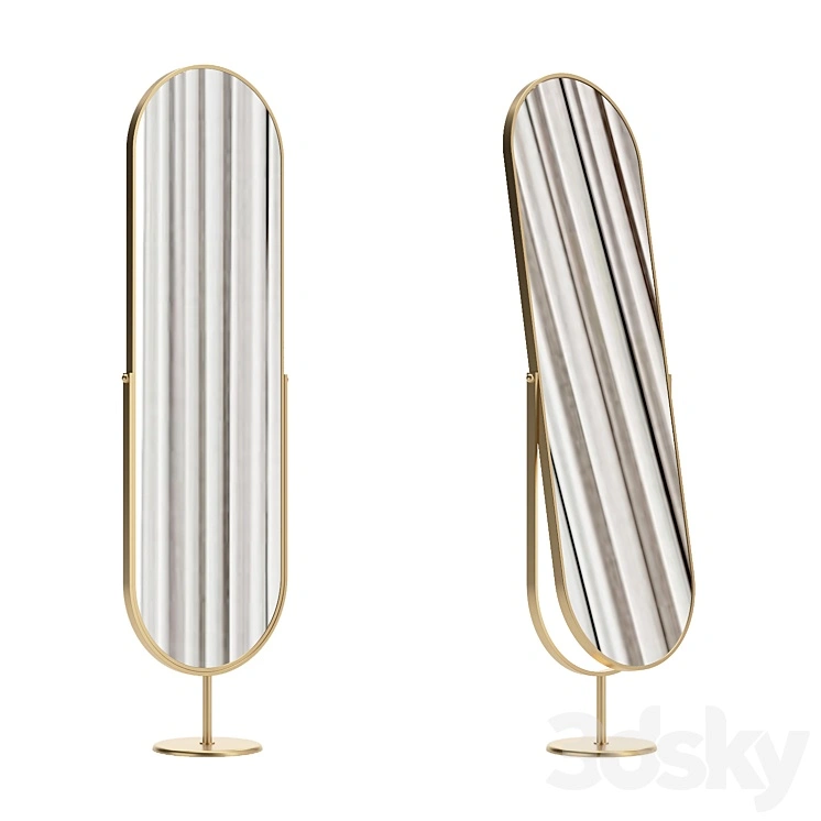 Mirror in a golden frame floor swivel oval 