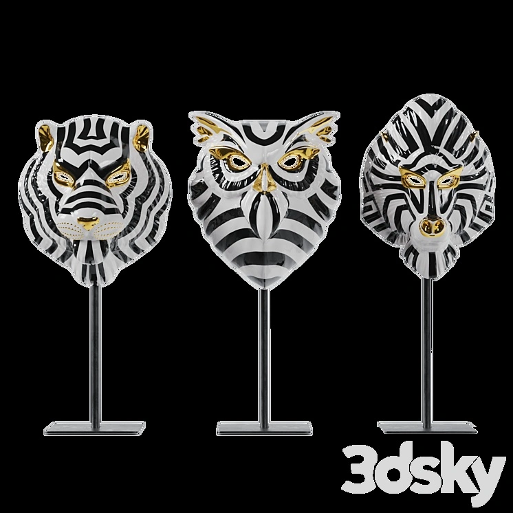 LLADRO SET ANIMAL MASK 