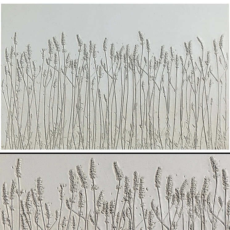 Botanical bas-relief plaster wall decorative panel dried flowers plants flora lavender field 