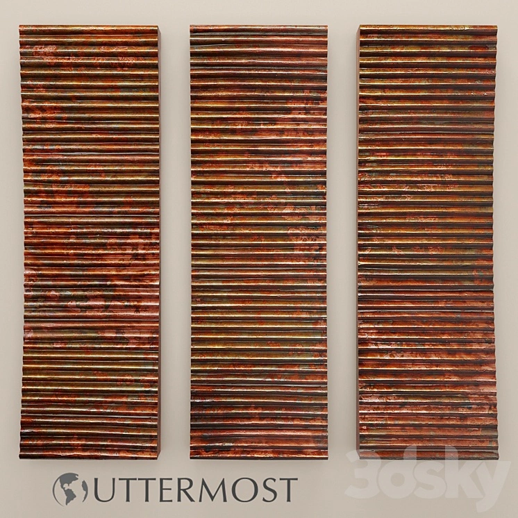 Uttermost Adara Copper Wall Art - Set, copper, copper, patina, rust, loft, décor, wall decor, picture, metallic, panel, rust, modern art, art 