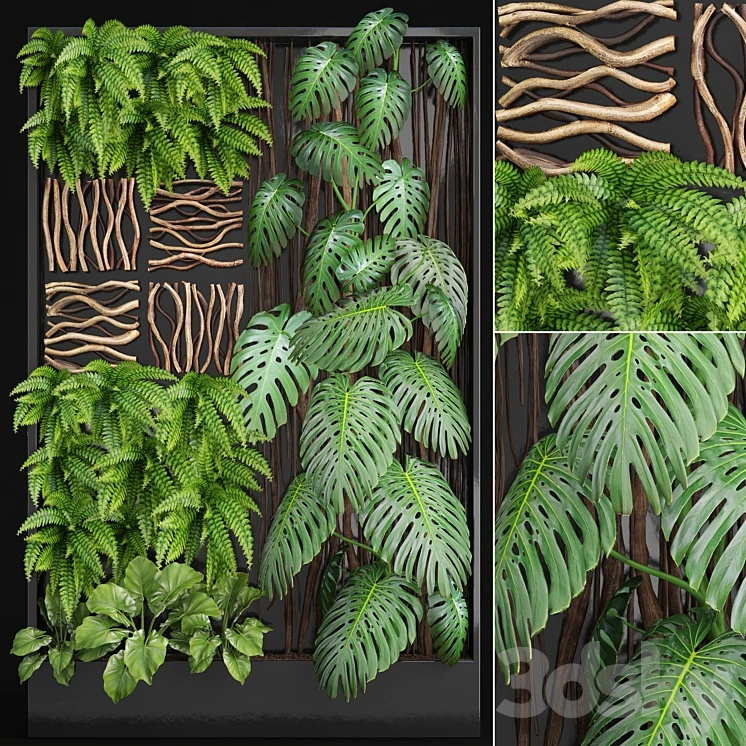 Vertical garden 2. Vertical garden, phytowall, phytomodl, landscaping, green picture, bush, wall decor, branches, monstera, fern, alocasia, eco, eco decor, loft 