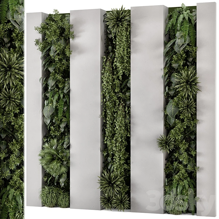 Indoor Wall Vertical Garden in Concrete Base - Set 930 
