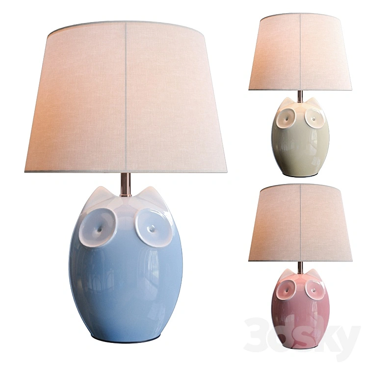 Lighting and Interiors - Hector Owl Table Lamp (blue, cream, pink) 