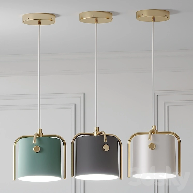 Nordic Drum Shade Pendant Lamp Gray-Green-White 