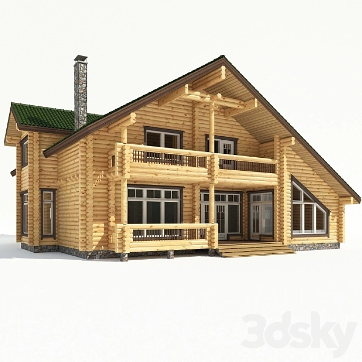 Modern cottage. Log Cabin. 