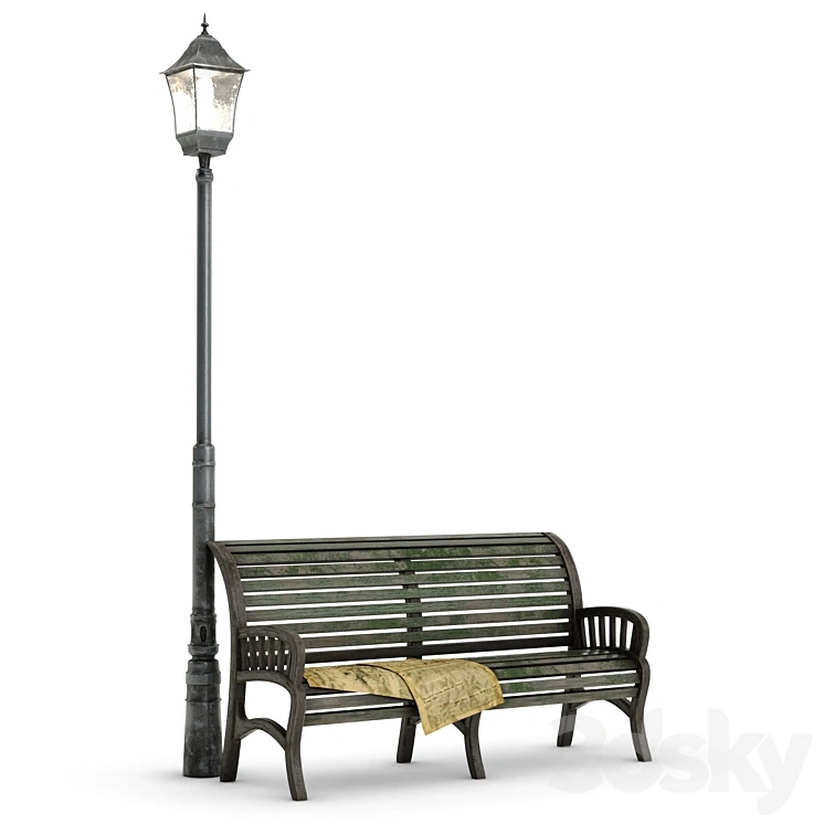 Bench. Lamp 