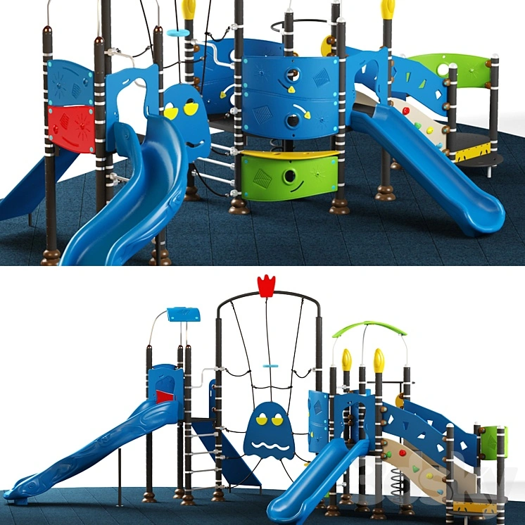 Kids playground equipment with slide climbing 09 