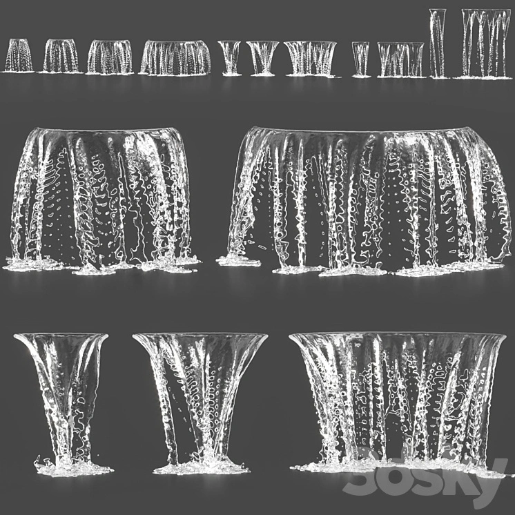 Water jets of waterfalls 