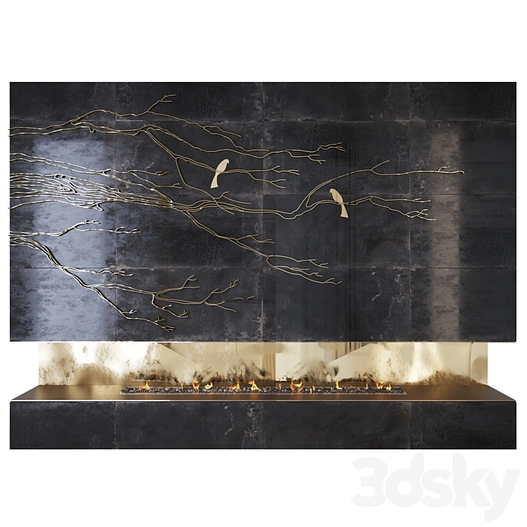 Decorative fireplace _branches 