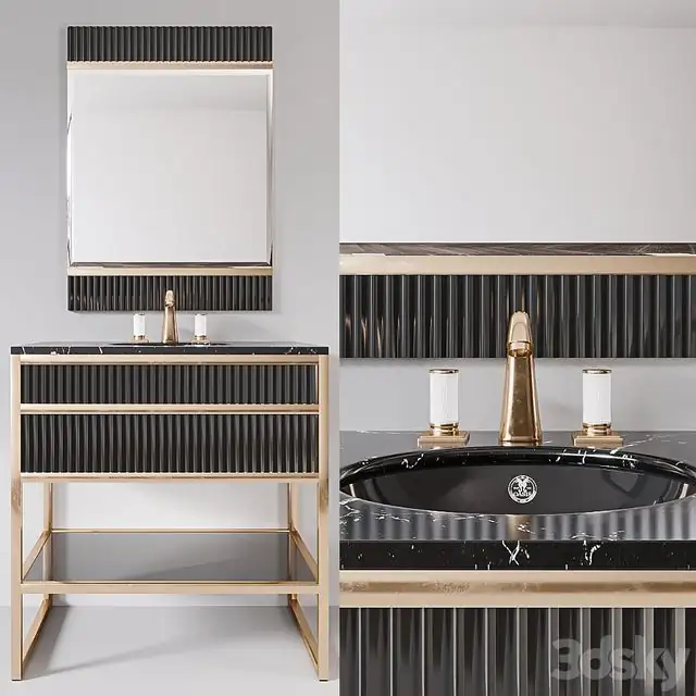 Academy nero marquinia black glass Console by Oasis Group 