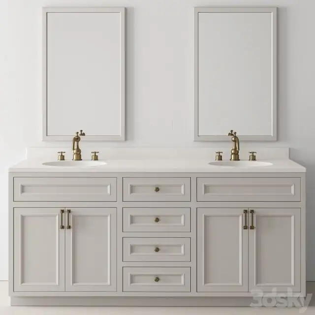 Bathroom Set Wood and Marble - Set 24 