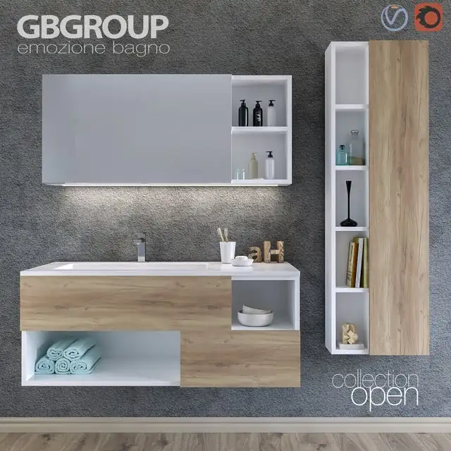 Set of bathroom furniture OPEN 01 + Bathroom Accessories 