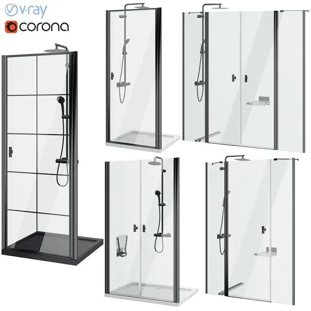 Shower doors Radaway Nes 8 Black set 141 