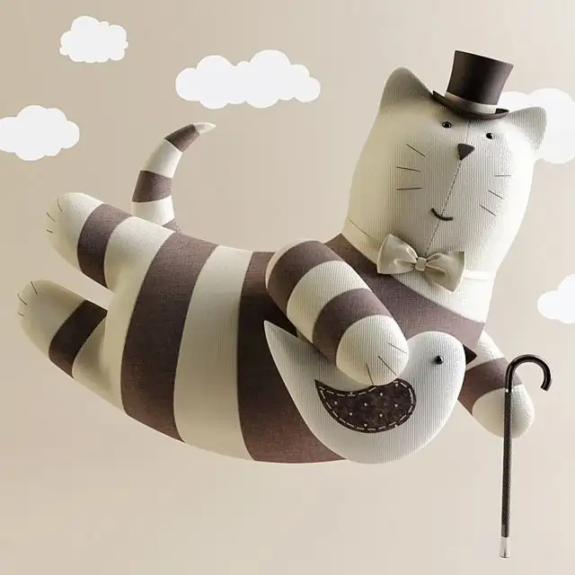 Cat with bird toy 