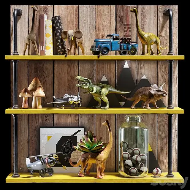 Children set (elephant, dinosaur, aircraft) 