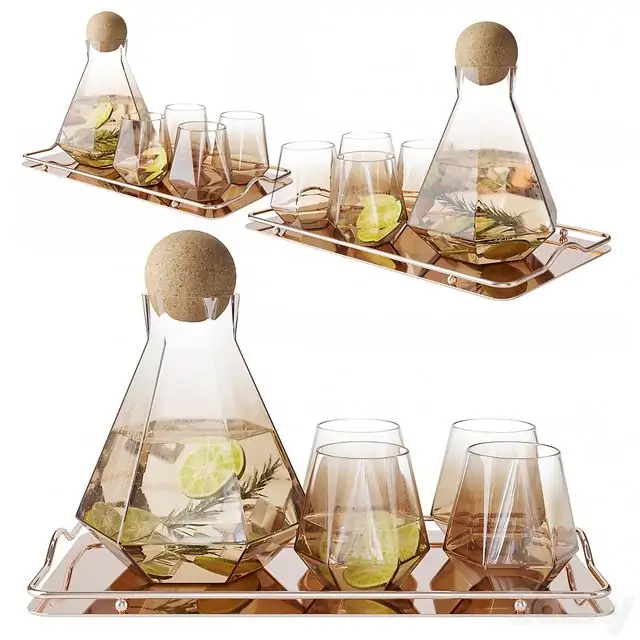Geometric Glass Decanter Set 
