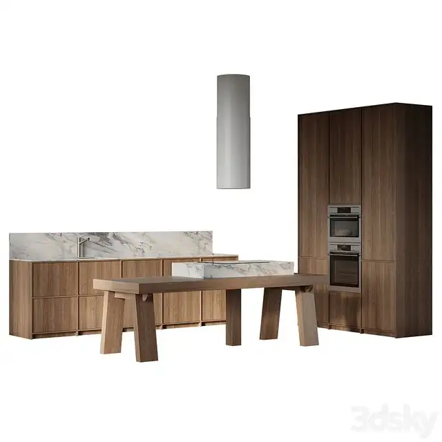 Straight kitchen with island 