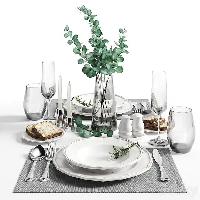 table setting with bread 