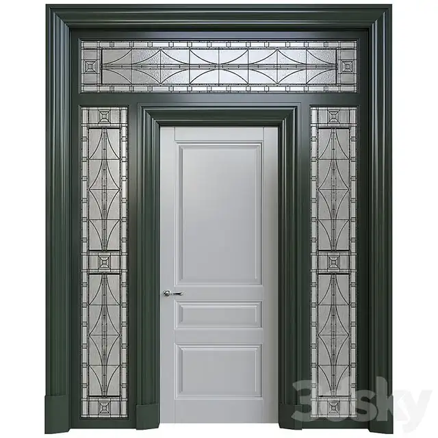 Front door with stained glass 