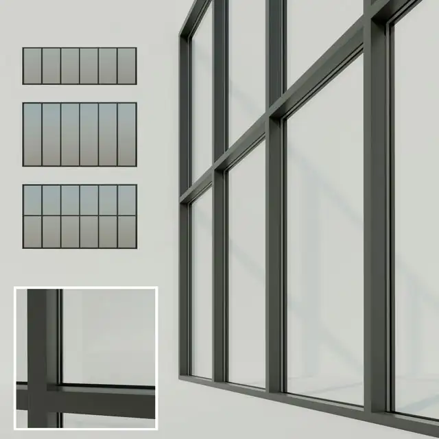 Panoramic glazing. Stained glass window 
